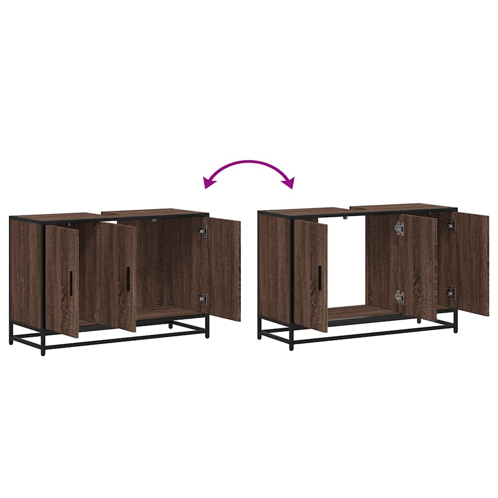 vidaXL Wastafelkast 90x33x60 cm bewerkt hout sonoma eikenkleurig - Aashly