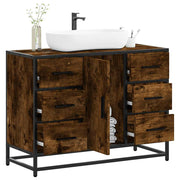 vidaXL Wastafelkast 80x33x60 cm bewerkt hout gerookt eikenkleurig