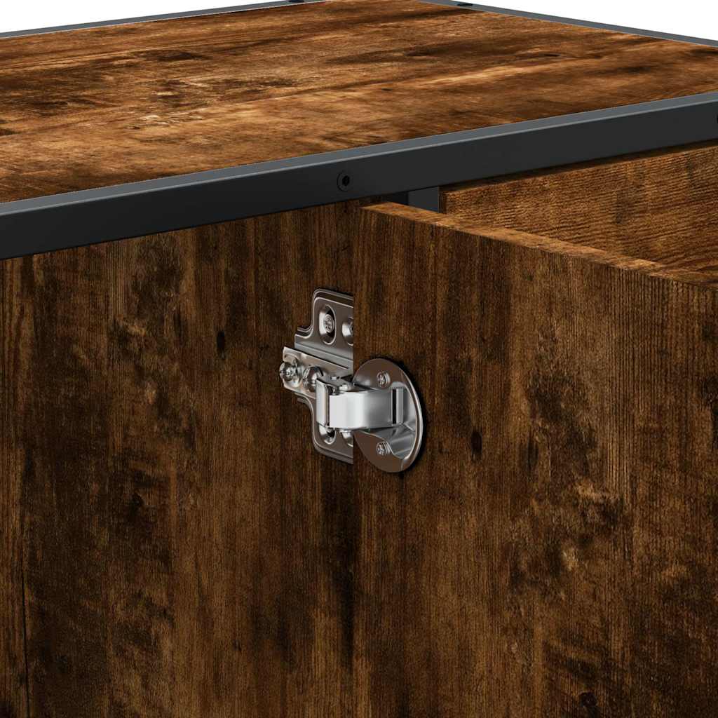 vidaXL Wastafelkast 80x33x60 cm bewerkt hout gerookt eikenkleurig