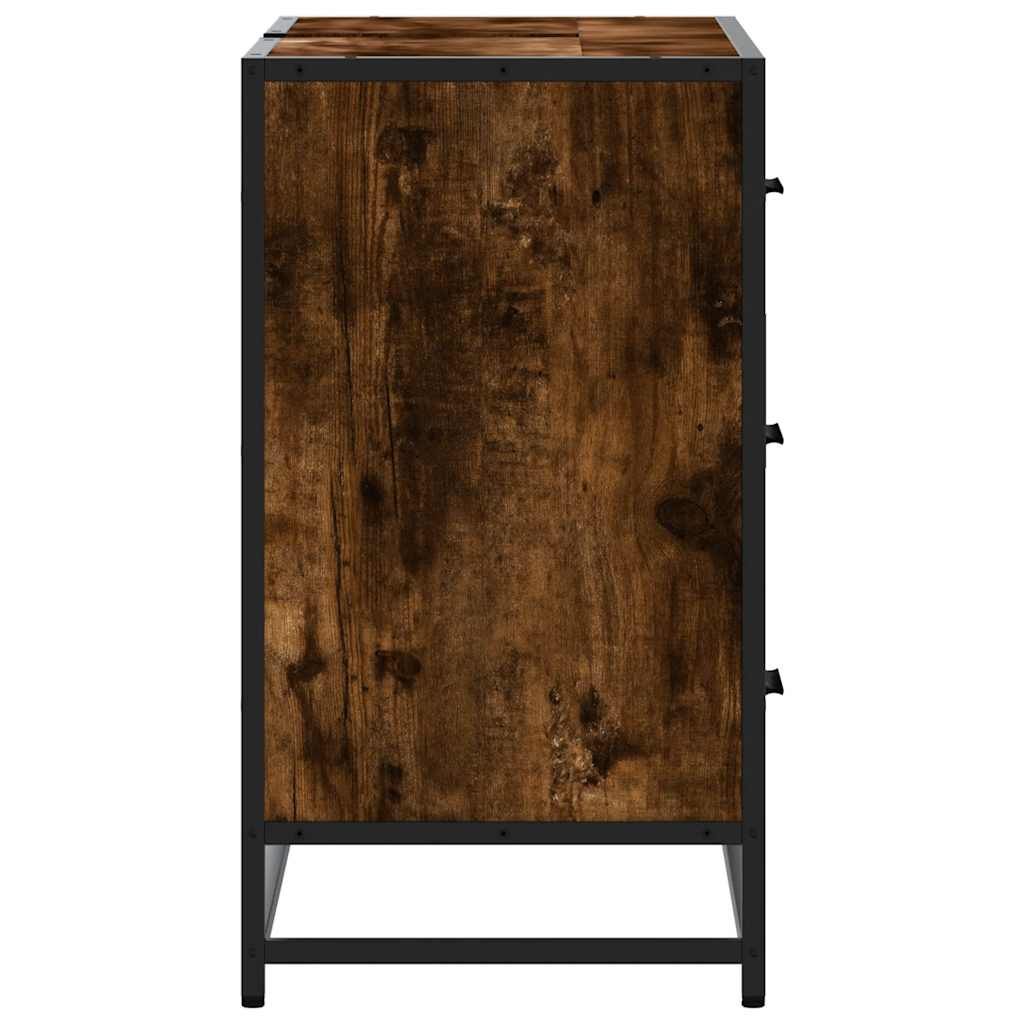 vidaXL Wastafelkast 80x33x60 cm bewerkt hout gerookt eikenkleurig