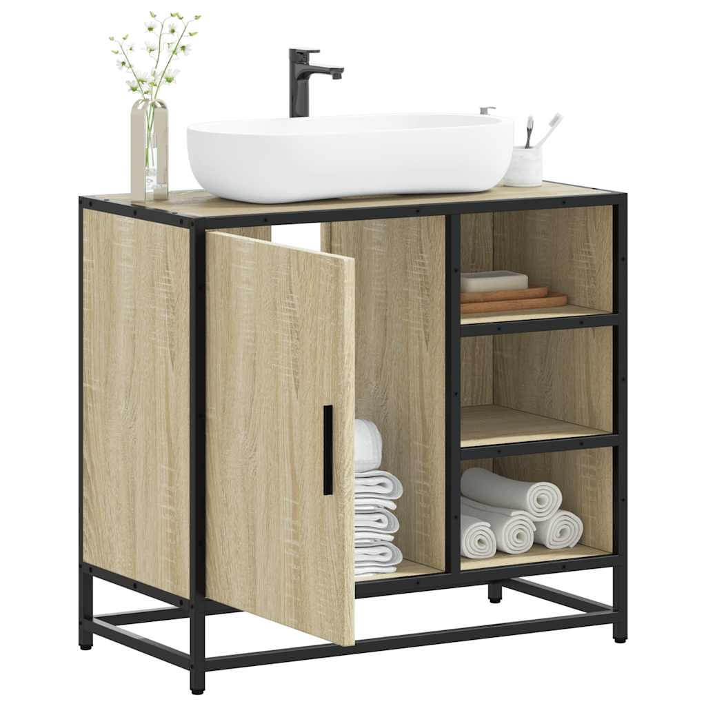vidaXL Wastafelkast 65x33x60 cm bewerkt hout sonoma eikenkleurig - Aashly
