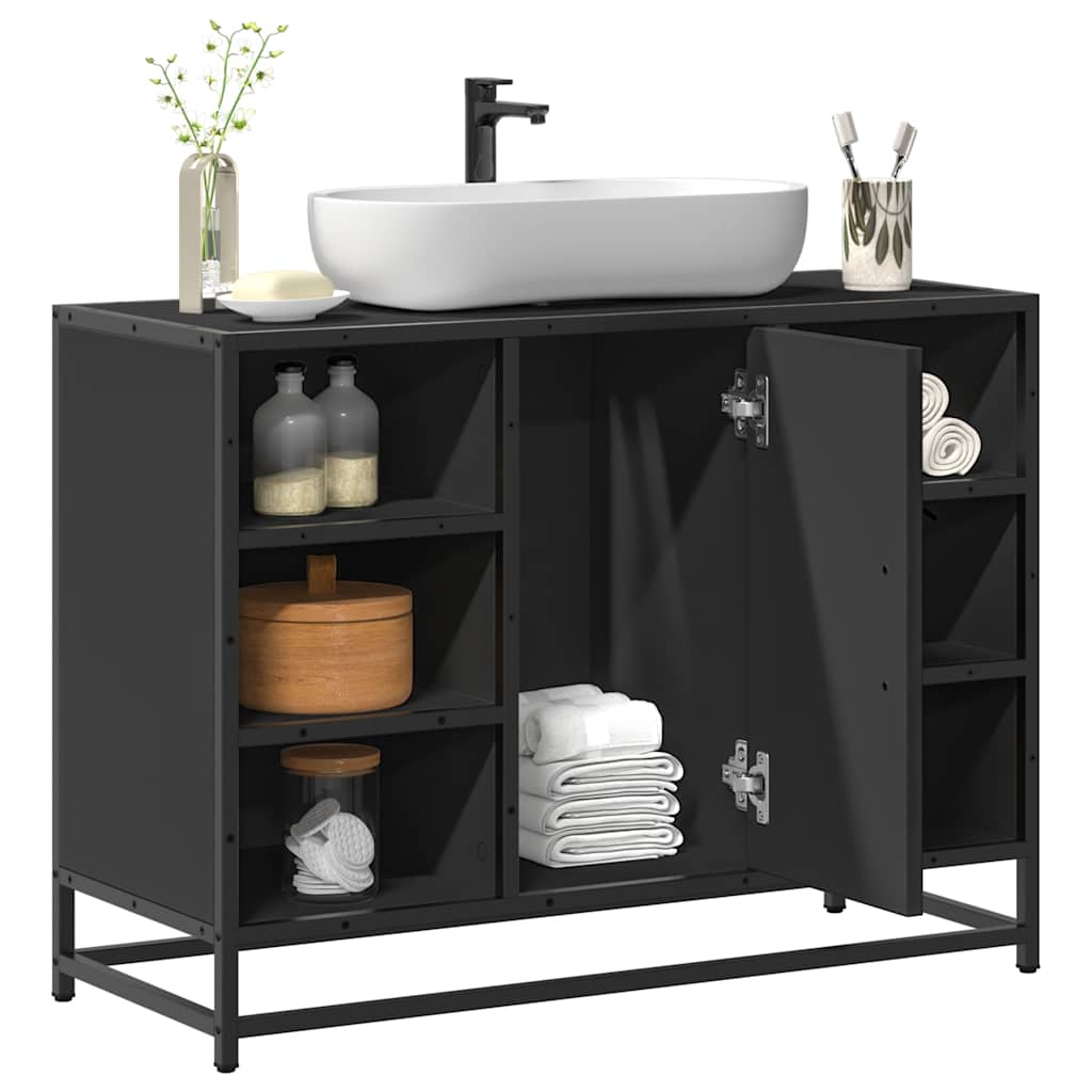 vidaXL Wastafelkast 80x33x60 cm bewerkt hout bruin eikenkleurig - Aashly