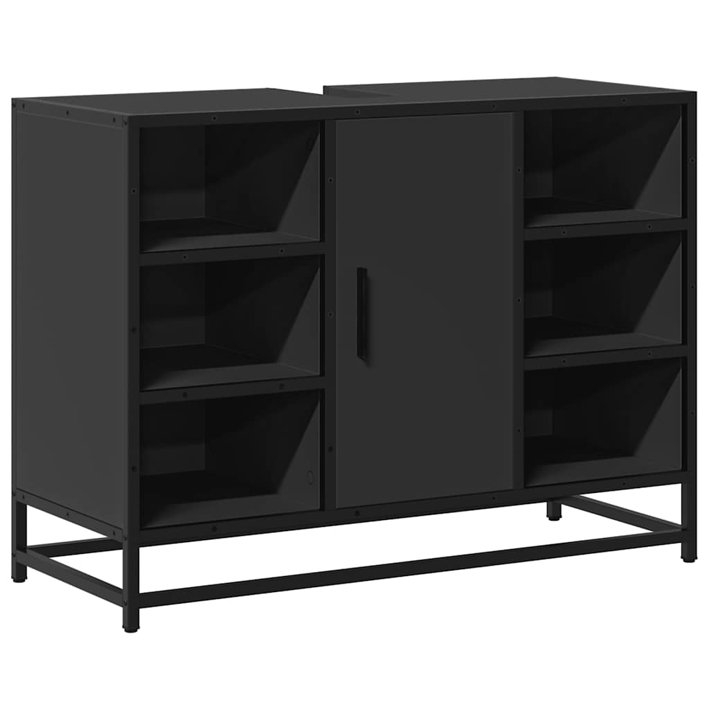 vidaXL Wastafelkast 80x33x60 cm bewerkt hout bruin eikenkleurig - Aashly