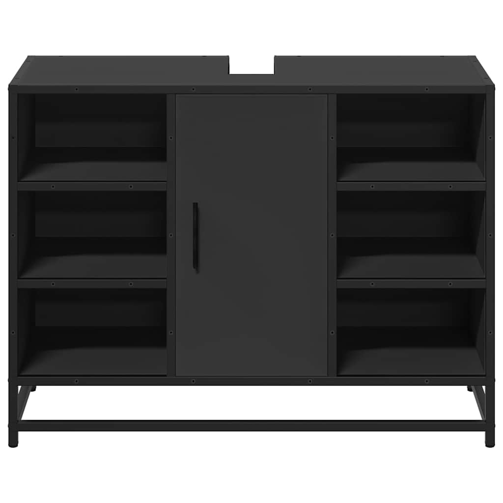 vidaXL Wastafelkast 80x33x60 cm bewerkt hout bruin eikenkleurig - Aashly
