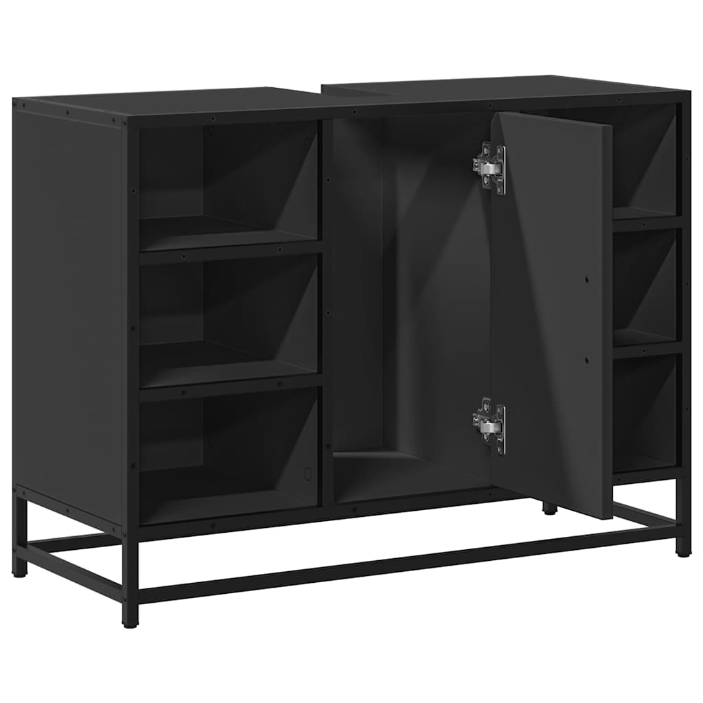 vidaXL Wastafelkast 80x33x60 cm bewerkt hout bruin eikenkleurig - Aashly