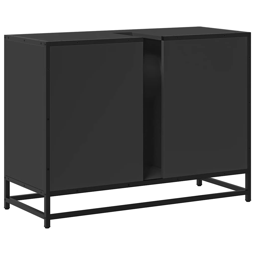 vidaXL Wastafelkast 80x33x60 cm bewerkt hout bruin eikenkleurig - Aashly