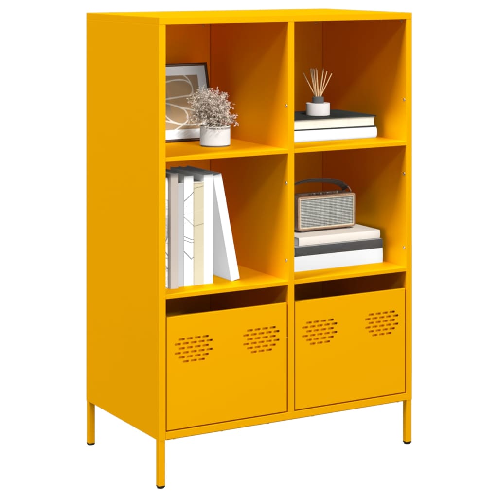 vidaXL Hoge kast 68x39x103,5 cm staal mosterdgeel - Aashly