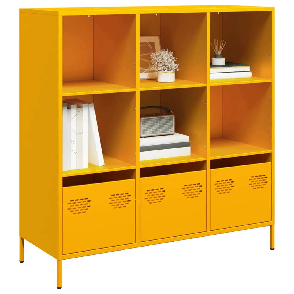 vidaXL Hoge kast 68x39x103,5 cm staal mosterdgeel - Aashly