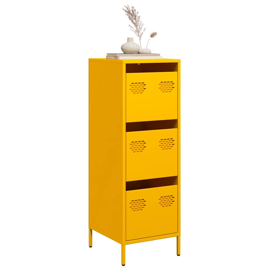 vidaXL Hoge kast 39x35x103,5 cm staal mosterdgeel - Aashly