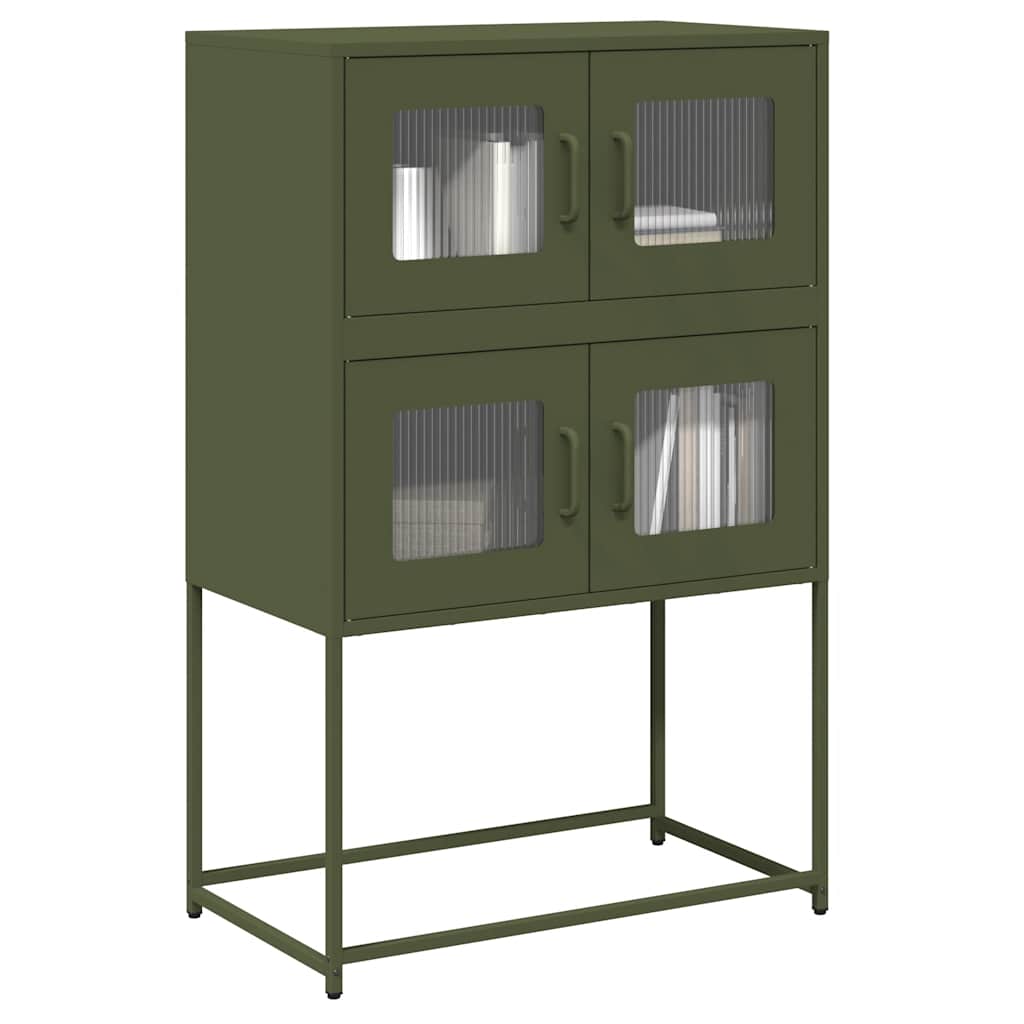 vidaXL Hoge kast 68x39x123 cm staal olijfgroen - Aashly