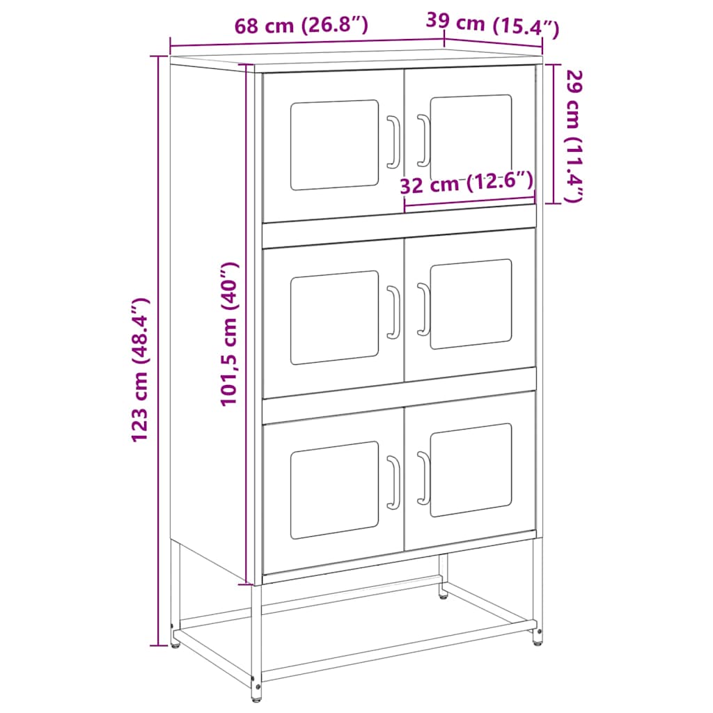 vidaXL Hoge kast 68x39x123 cm staal olijfgroen - Aashly
