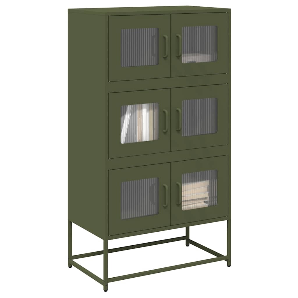 vidaXL Hoge kast 68x39x123 cm staal olijfgroen - Aashly