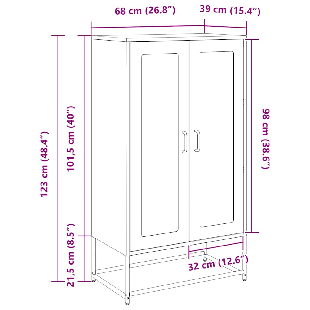 vidaXL Hoge kast 68x39x123 cm staal wit - Aashly