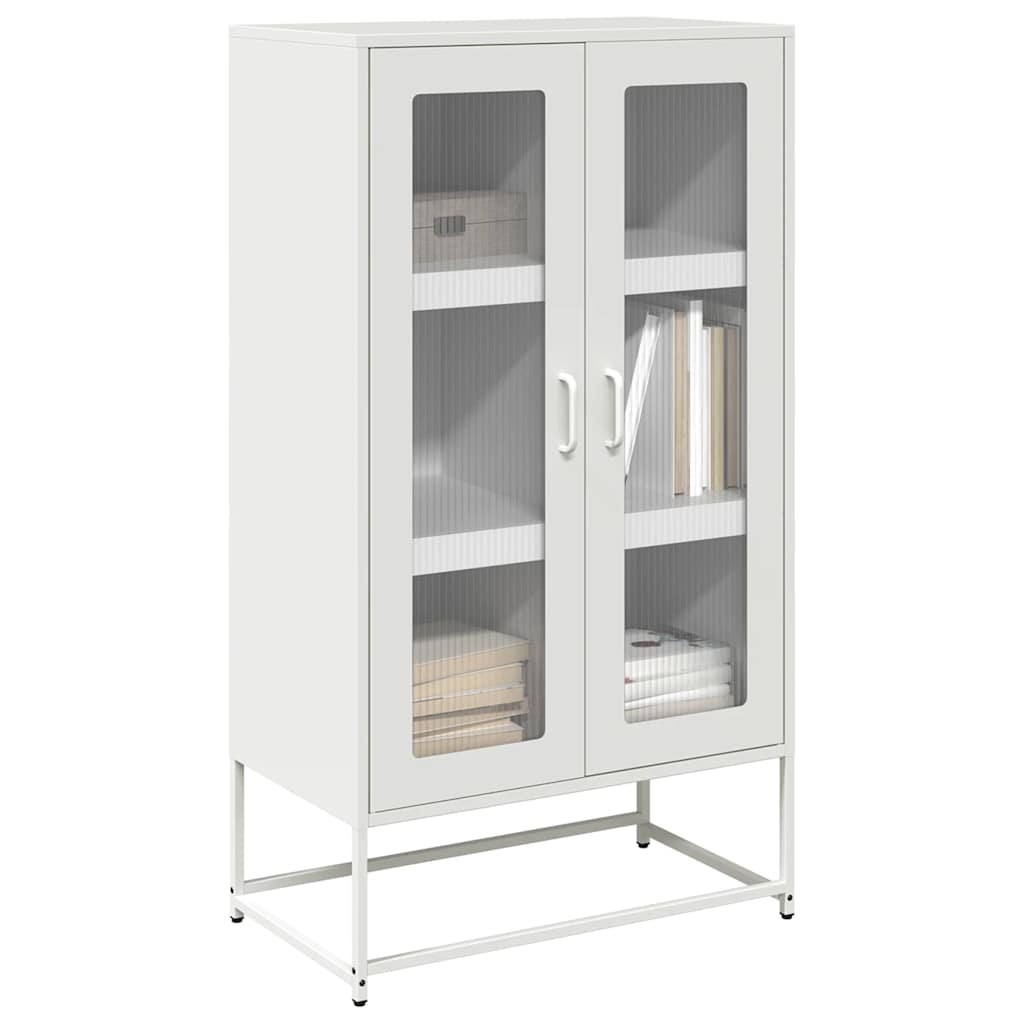 vidaXL Hoge kast 68x39x123 cm staal wit - Aashly