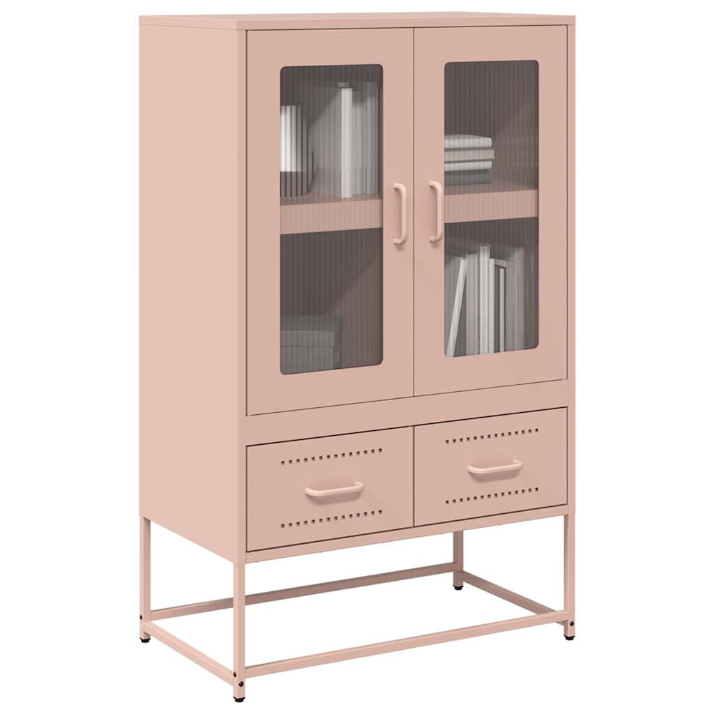 vidaXL Hoge kast 68x39x111,5 cm staal roze - Aashly