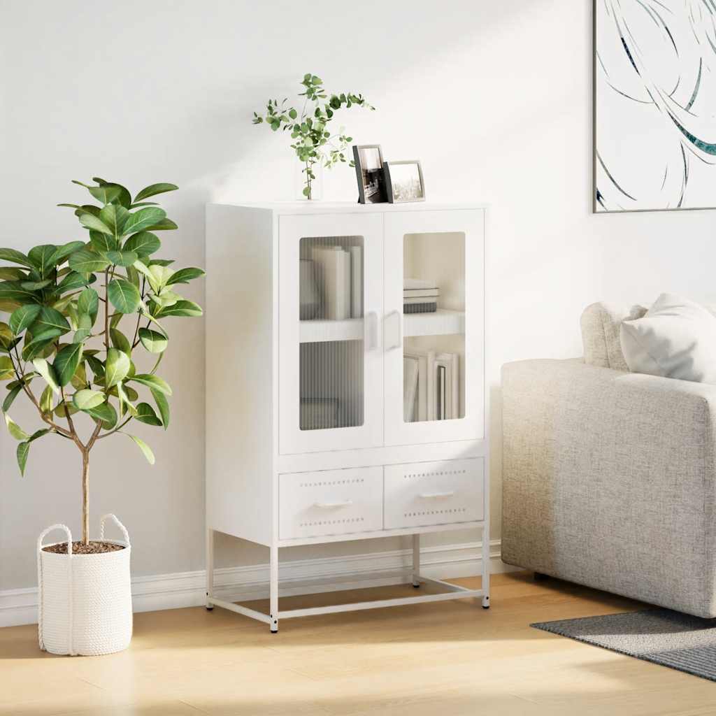vidaXL Hoge kast 68x39x111,5 cm staal roze - Aashly