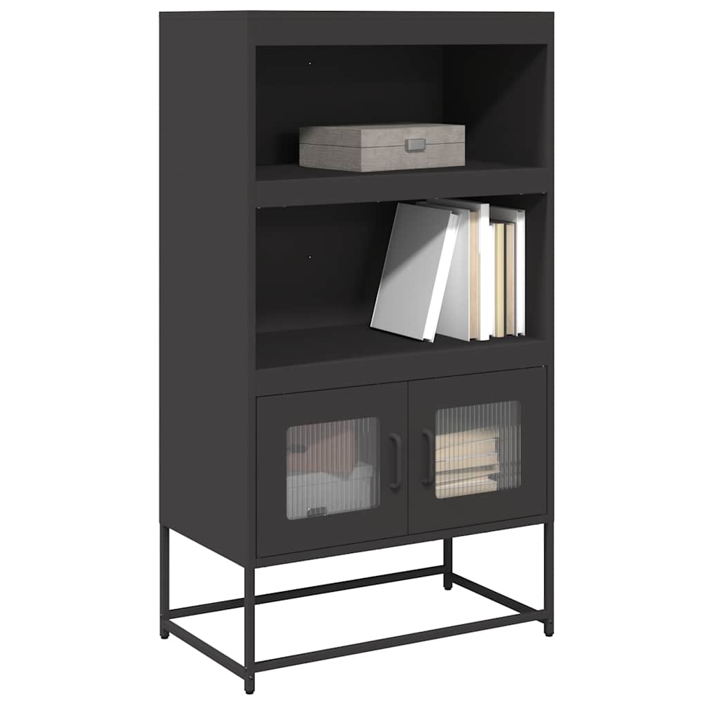 vidaXL Hoge kast 68x39x123 cm staal zwart - Aashly