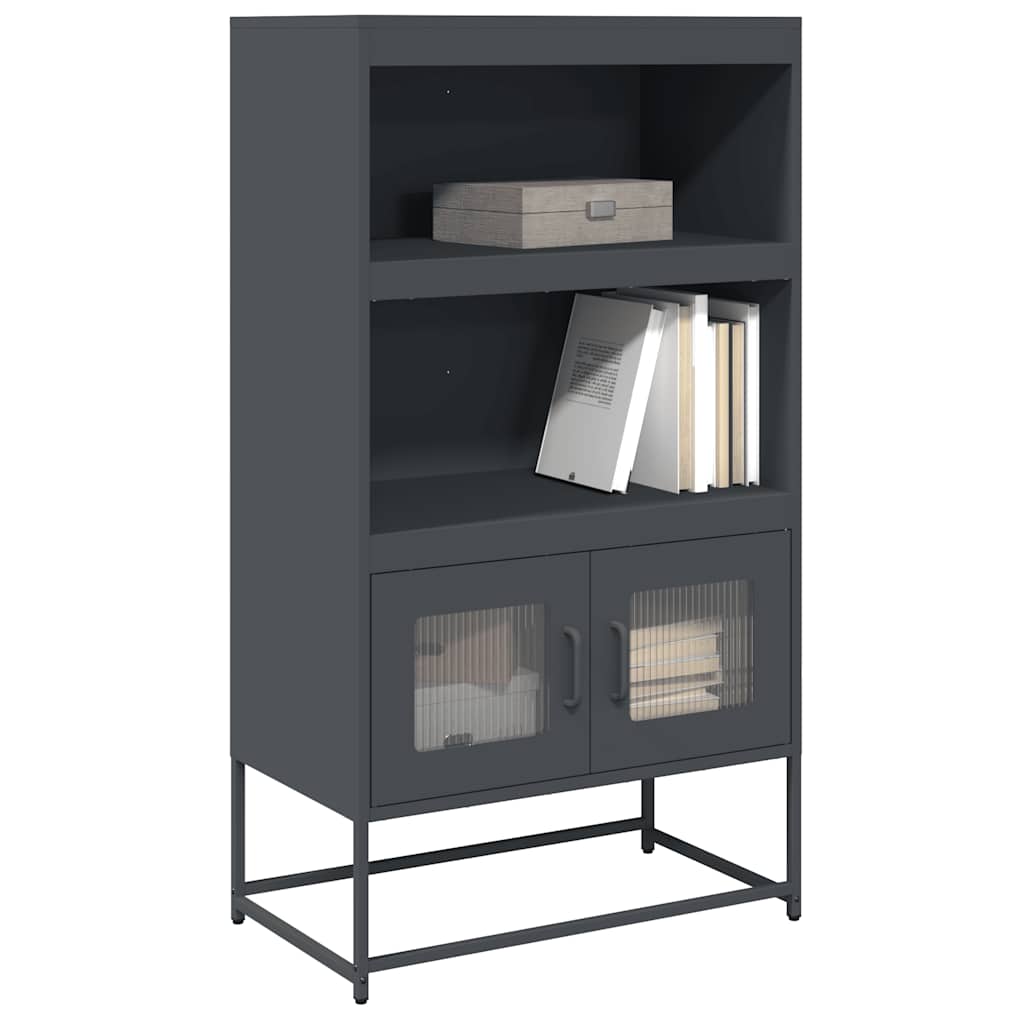 vidaXL Hoge kast 68x39x123 cm staal zwart - Aashly