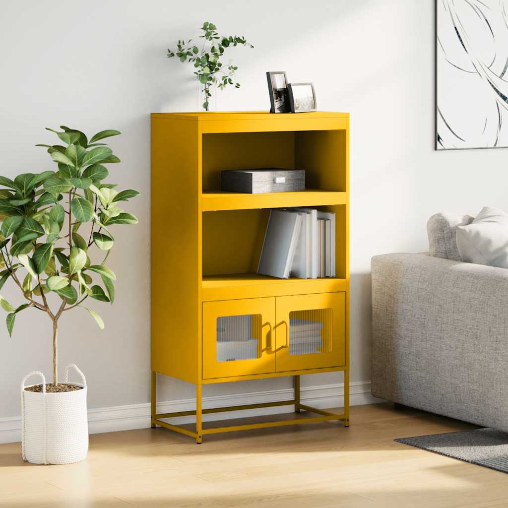 vidaXL Hoge kast 68x39x123 cm staal zwart - Aashly