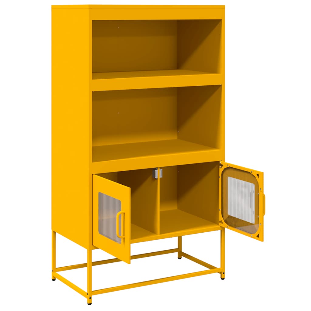 vidaXL Hoge kast 68x39x123 cm staal zwart - Aashly
