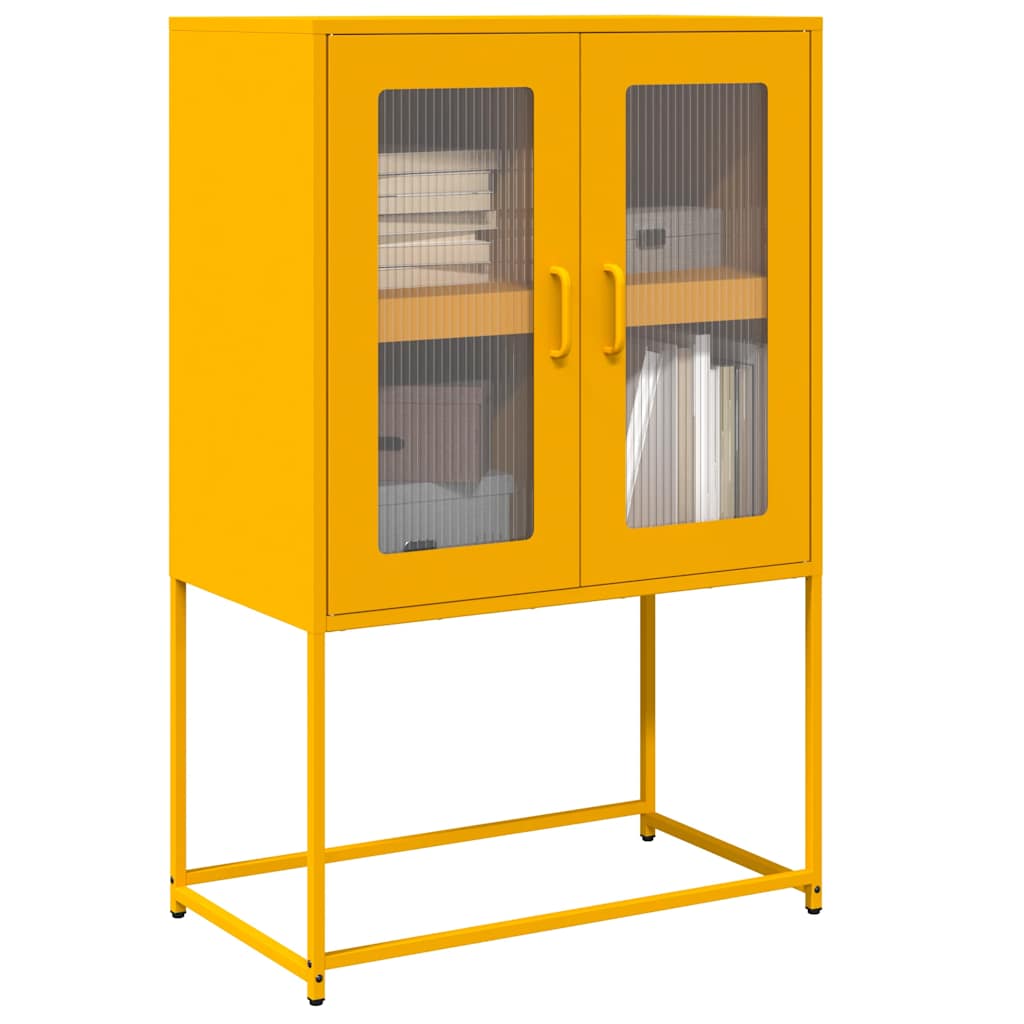 vidaXL Hoge kast 68x39x107 cm staal mosterdgeel - Aashly
