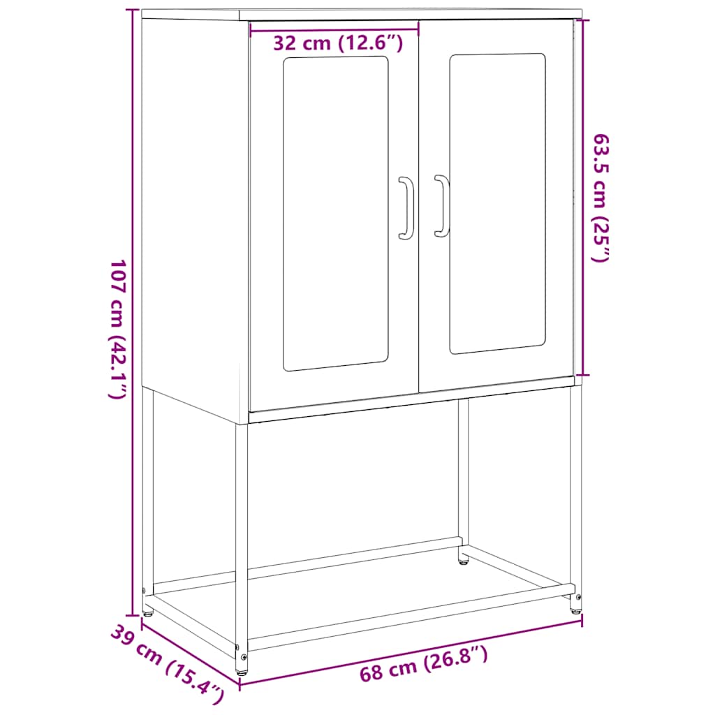 vidaXL Hoge kast 68x39x107 cm staal mosterdgeel - Aashly