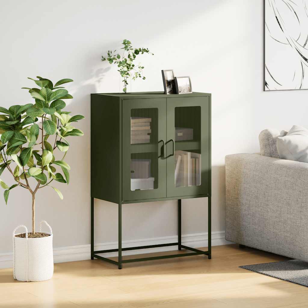 vidaXL Hoge kast 68x39x107 cm staal mosterdgeel - Aashly