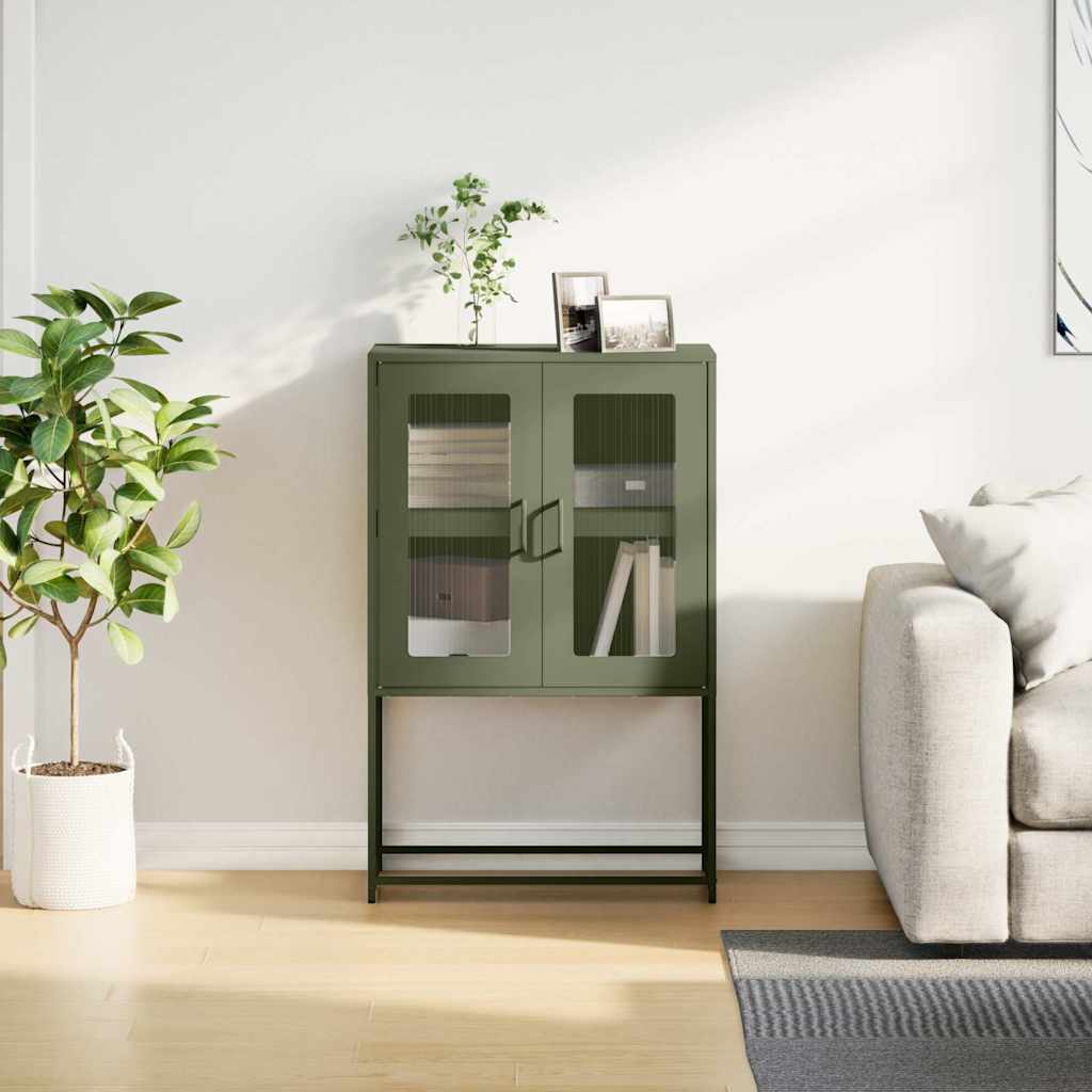 vidaXL Hoge kast 68x39x107 cm staal mosterdgeel - Aashly