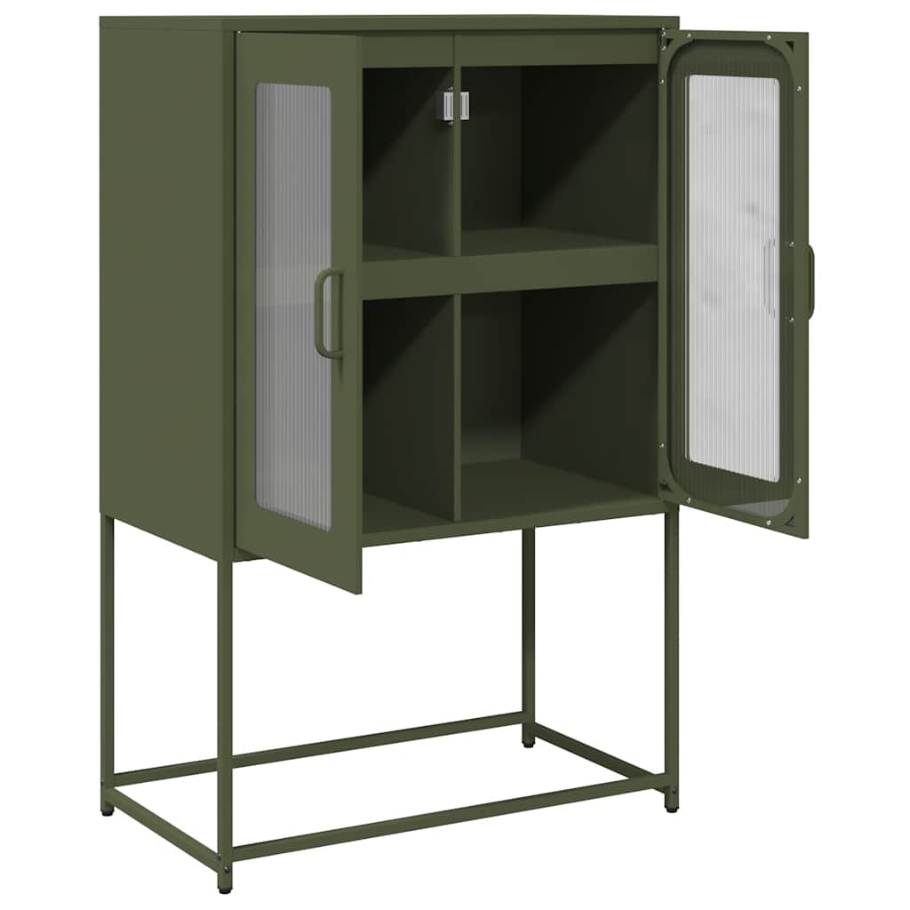 vidaXL Hoge kast 68x39x107 cm staal mosterdgeel - Aashly