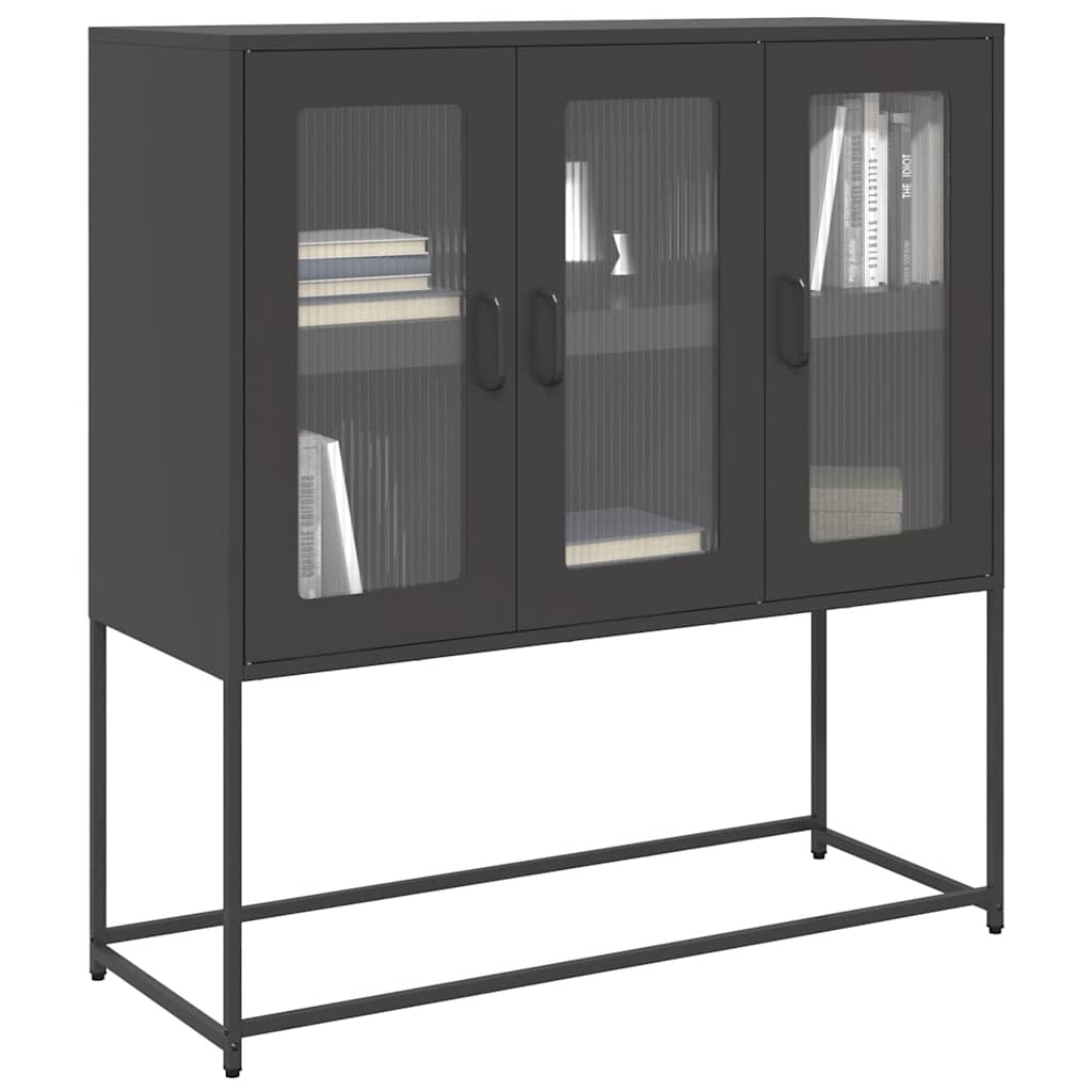 vidaXL Dressoir 100,5x39x107 cm koudgewalst staal zwart - Aashly