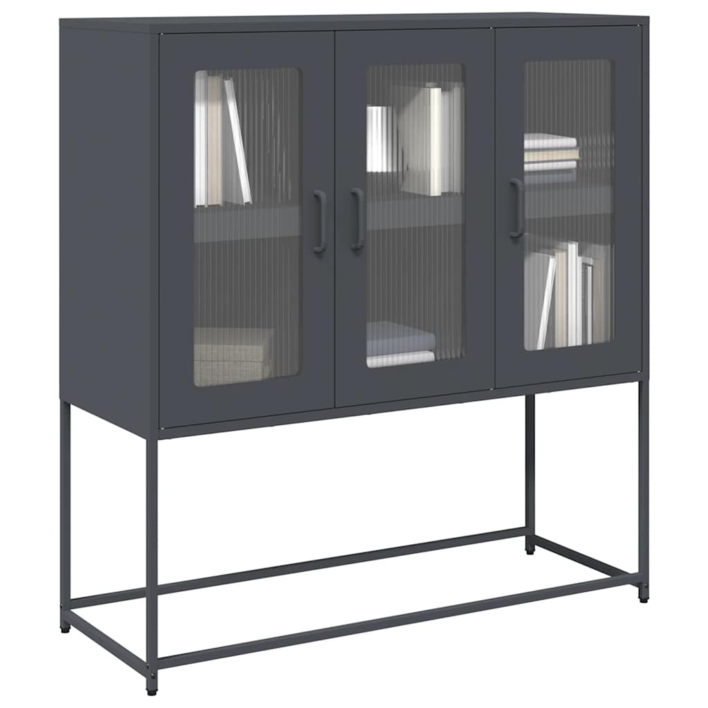vidaXL Dressoir 100,5x39x107 cm koudgewalst staal zwart - Aashly