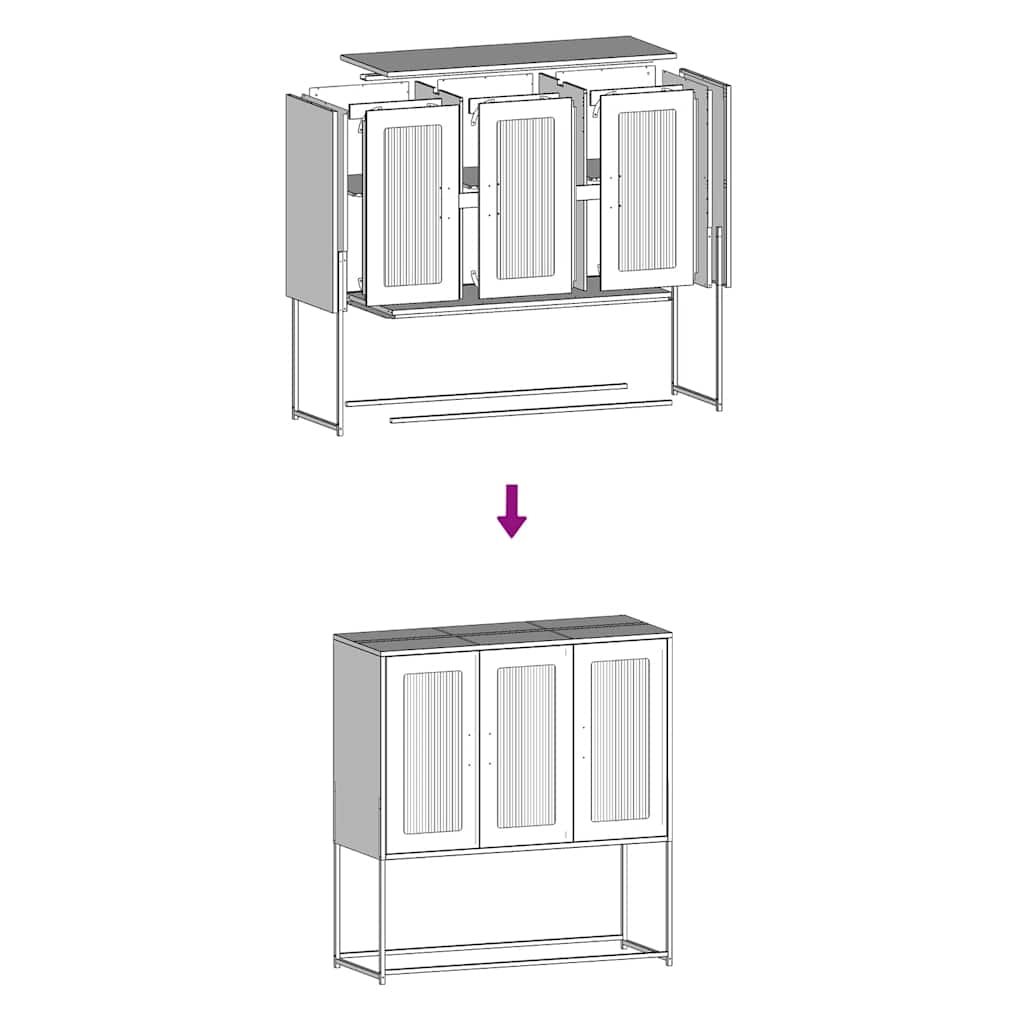 vidaXL Dressoir 100,5x39x107 cm koudgewalst staal zwart - Aashly