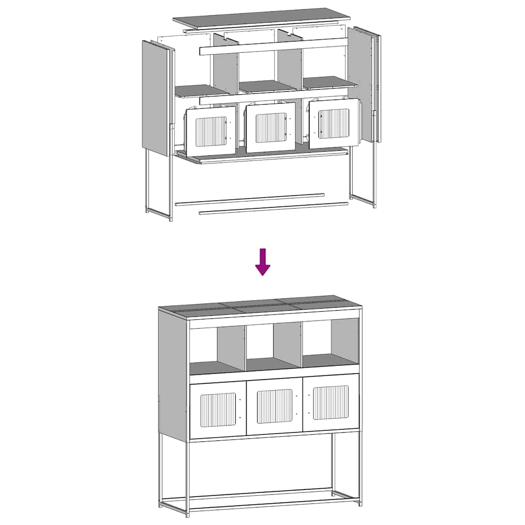 vidaXL Dressoir 100,5x39x107 cm koudgewalst staal mosterdgeel - Aashly