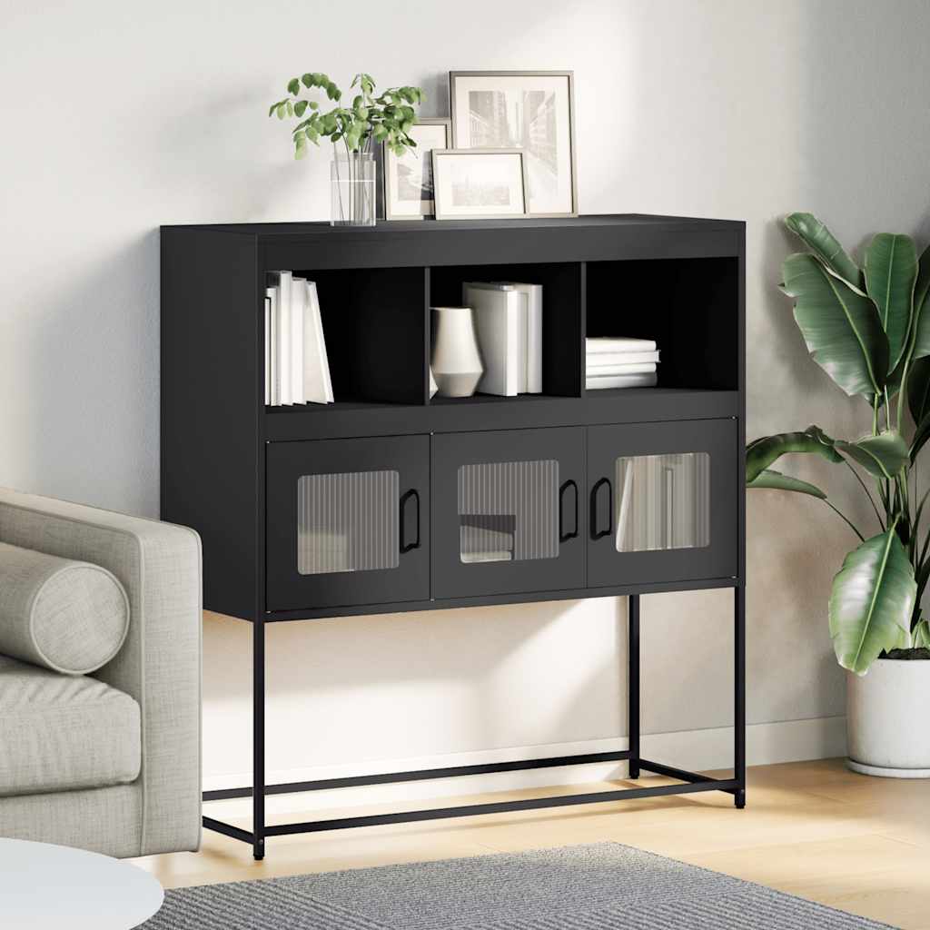 vidaXL Dressoir 100,5x39x107 cm koudgewalst staal mosterdgeel - Aashly