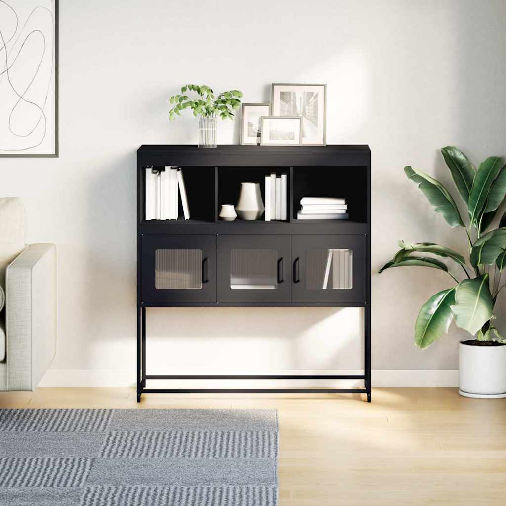 vidaXL Dressoir 100,5x39x107 cm koudgewalst staal mosterdgeel - Aashly