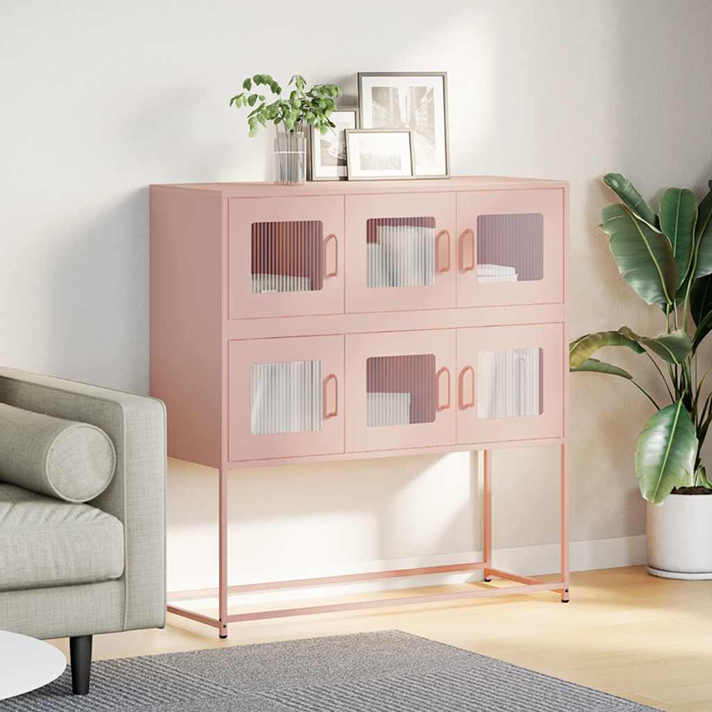 vidaXL Dressoir 100,5x39x107 cm koudgewalst staal wit - Aashly