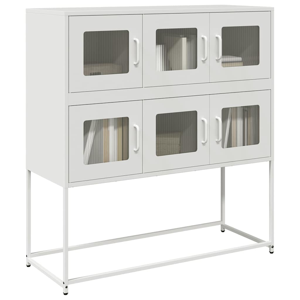 vidaXL Dressoir 100,5x39x107 cm koudgewalst staal wit - Aashly