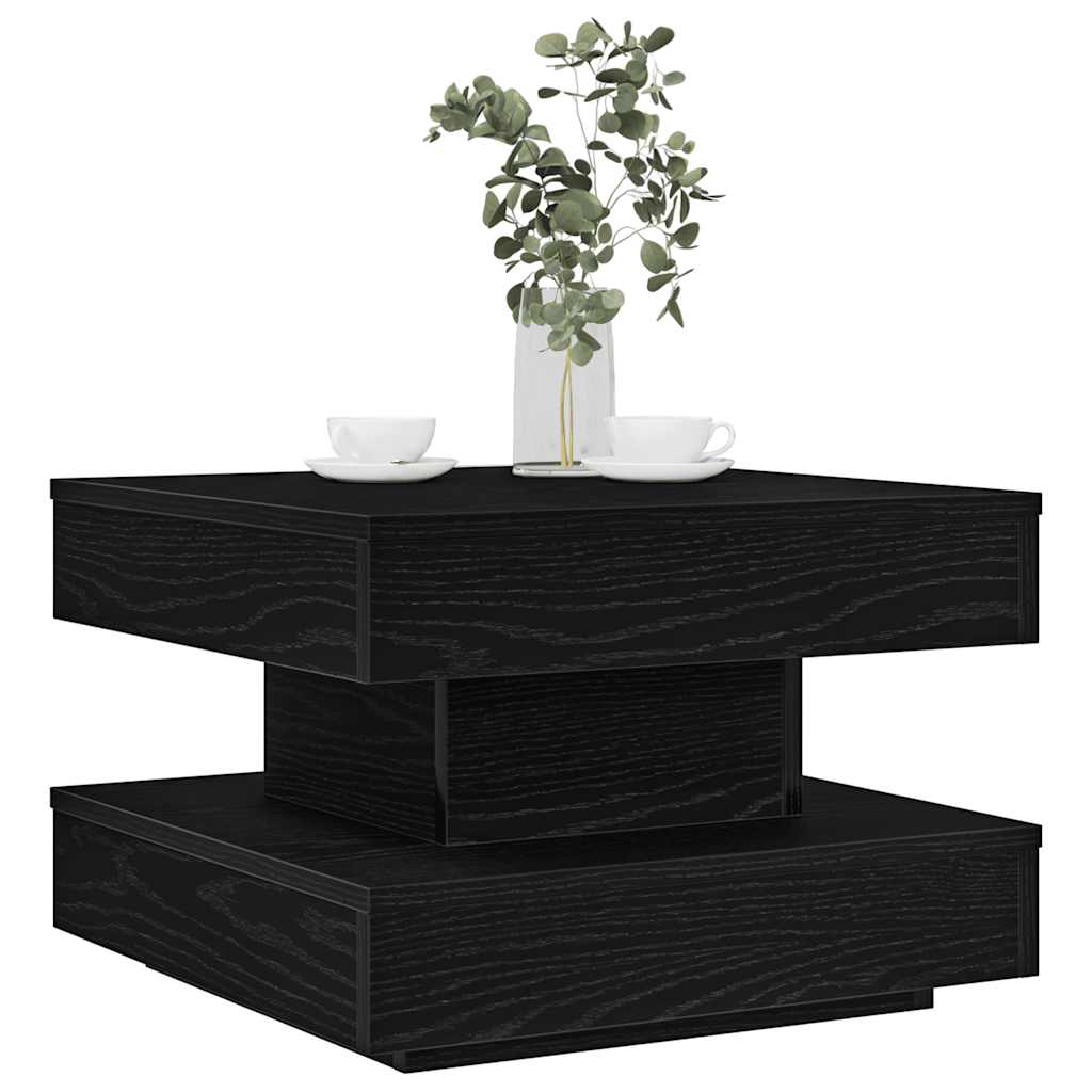 vidaXL Salontafel 360 graden draaibaar 70x70x34,5 cm zwart - Aashly
