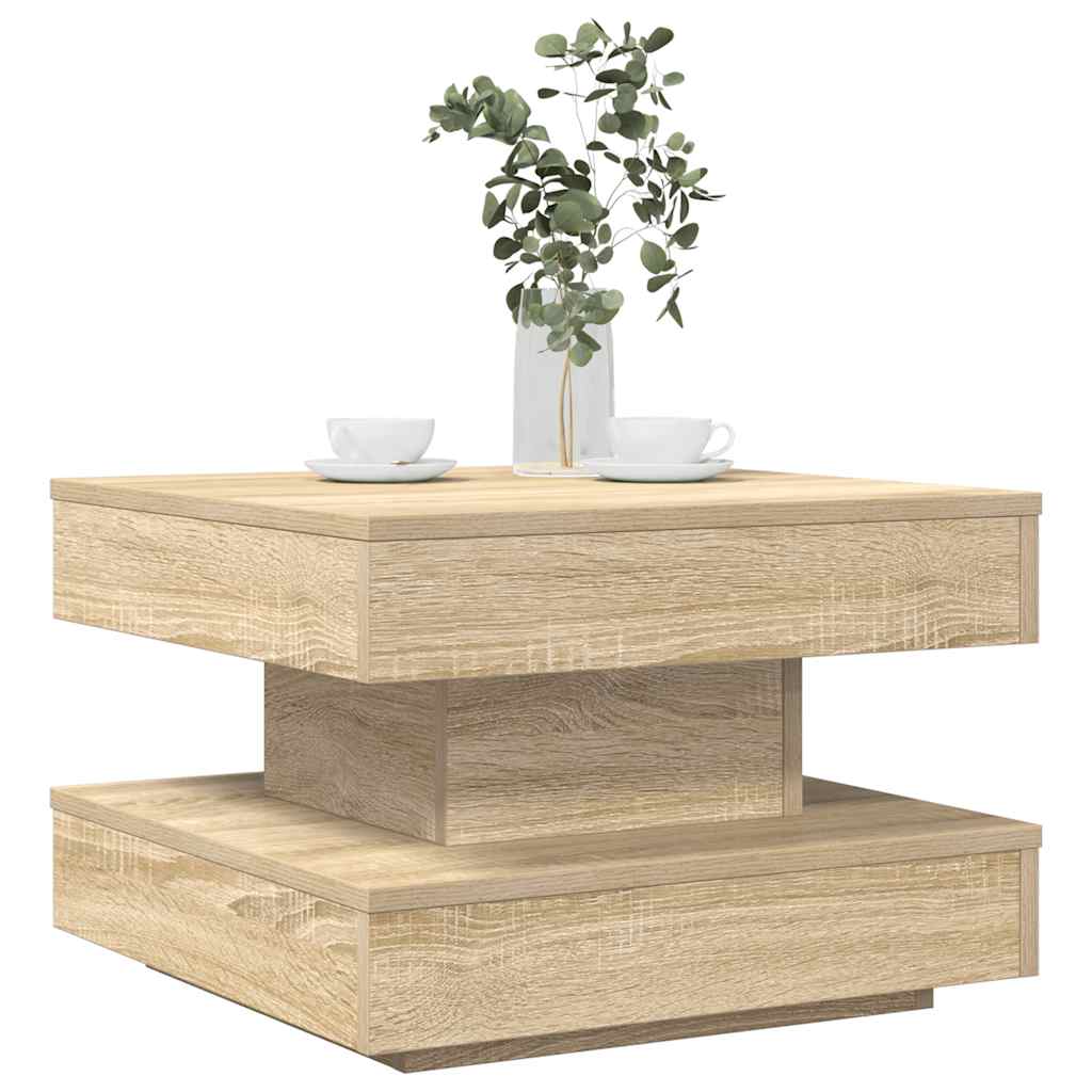 vidaXL Salontafel 360 graden draaibaar 70x70x34,5 cm zwart - Aashly