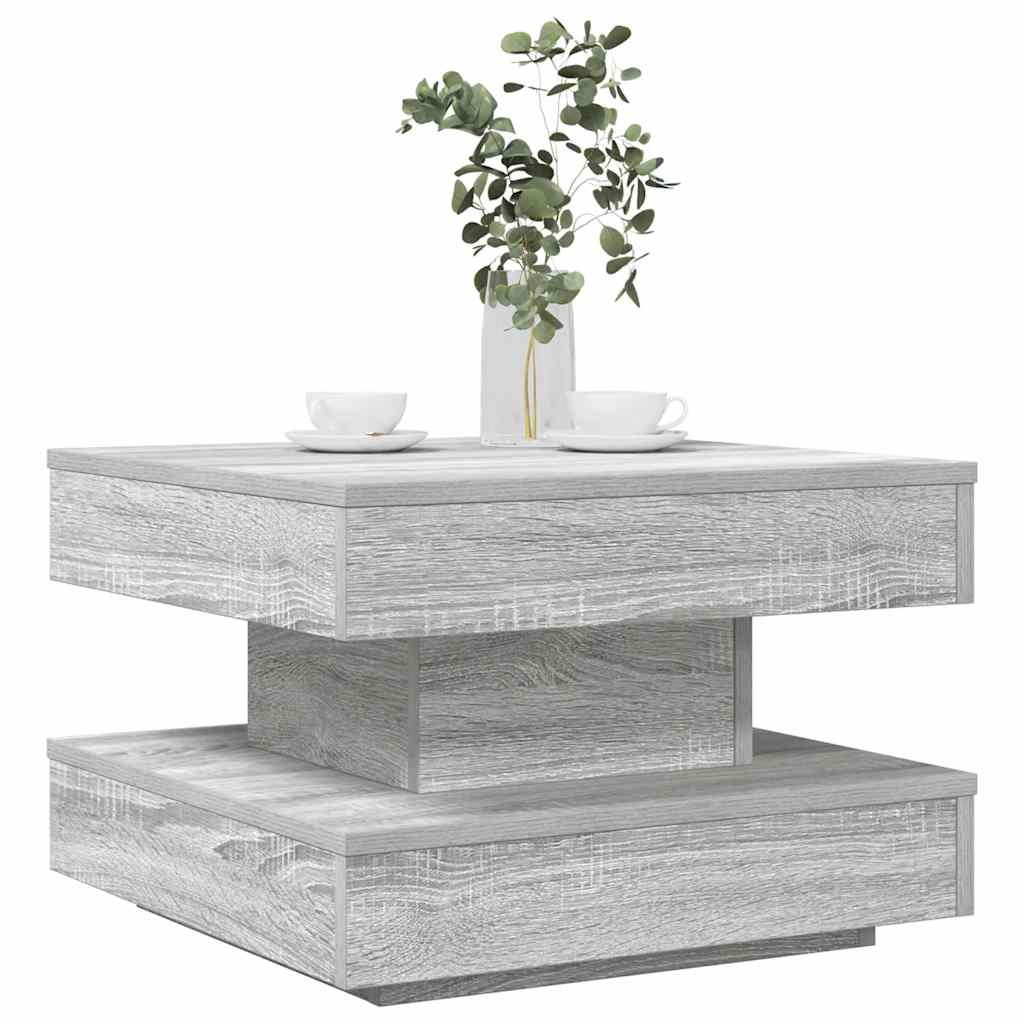 vidaXL Salontafel 360 graden draaibaar 70x70x34,5 cm zwart - Aashly