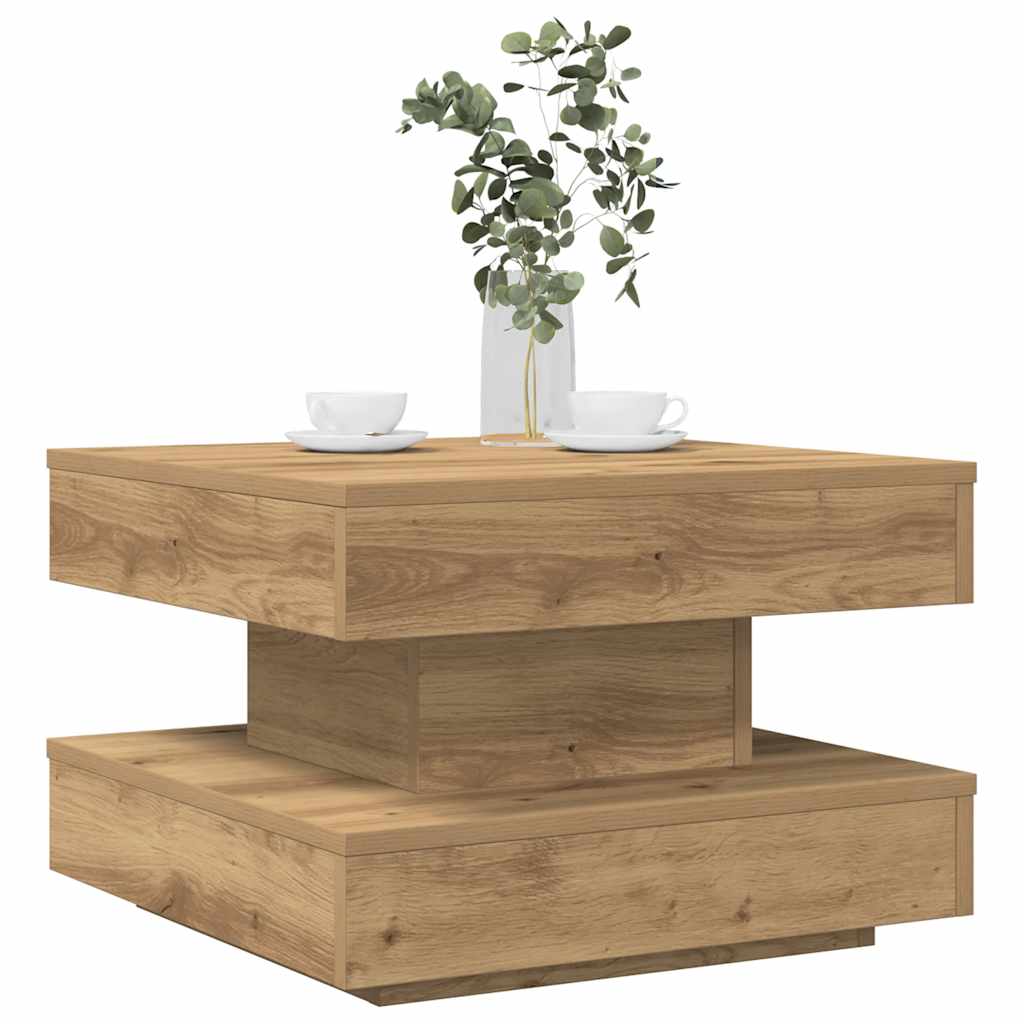 vidaXL Salontafel 360 graden draaibaar 70x70x34,5 cm zwart - Aashly
