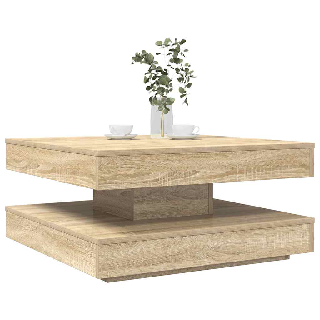 vidaXL Salontafel 360 graden draaibaar 70x70x34,5 cm zwart - Aashly