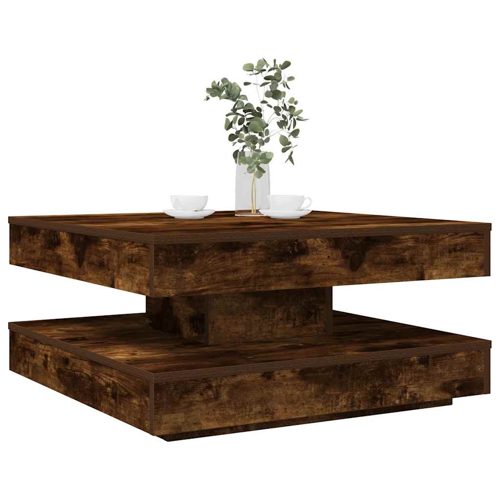 vidaXL Salontafel 360 graden draaibaar 70x70x34,5 cm zwart - Aashly
