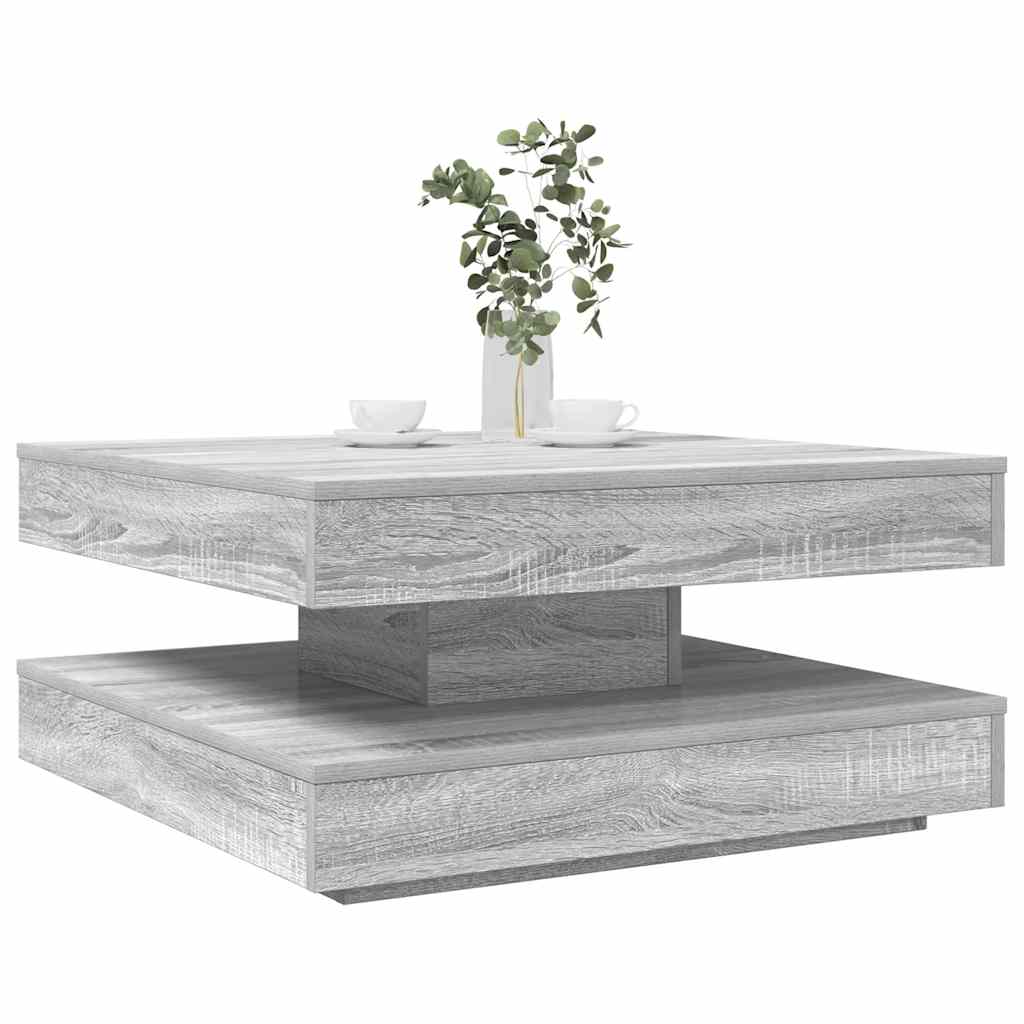 vidaXL Salontafel 360 graden draaibaar 70x70x34,5 cm zwart - Aashly