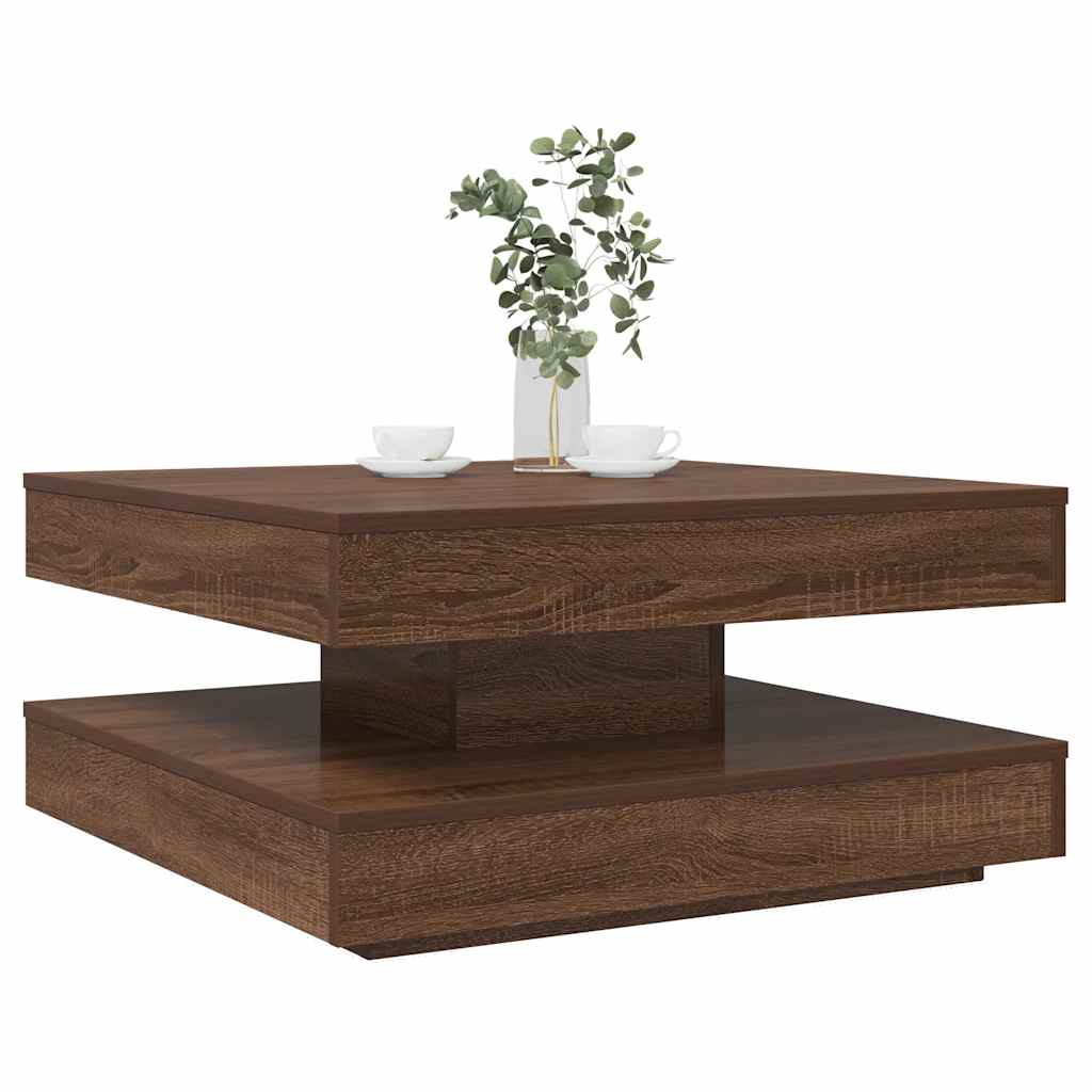 vidaXL Salontafel 360 graden draaibaar 70x70x34,5 cm zwart - Aashly