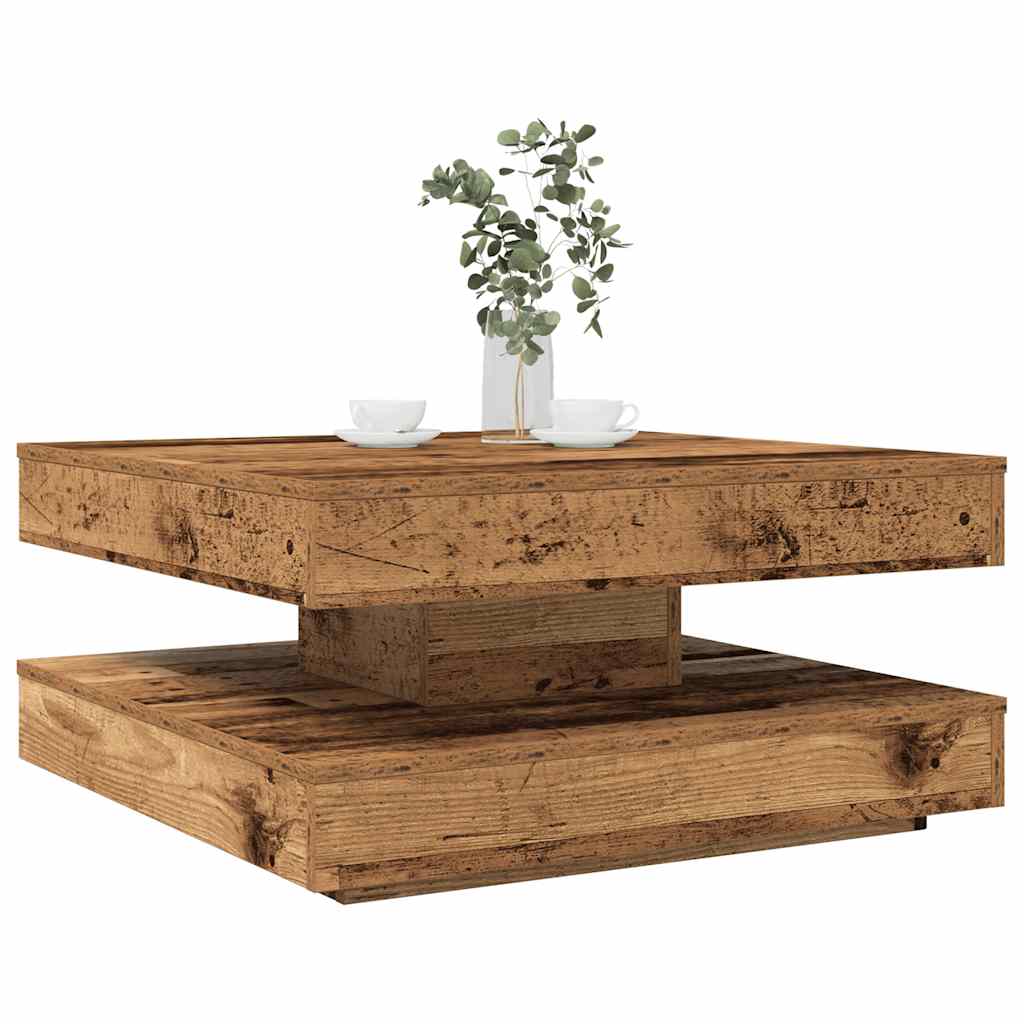 vidaXL Salontafel 360 graden draaibaar 70x70x34,5 cm zwart - Aashly