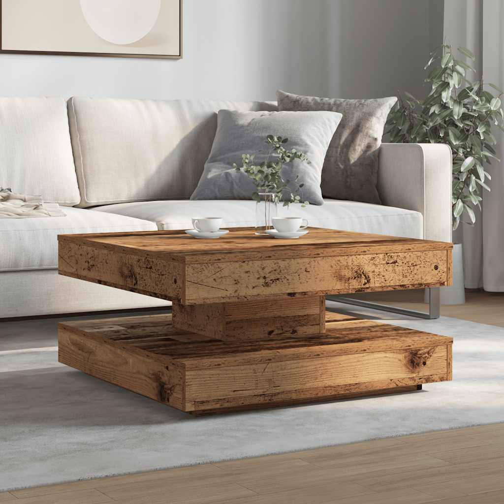 vidaXL Salontafel 360 graden draaibaar 70x70x34,5 cm zwart - Aashly