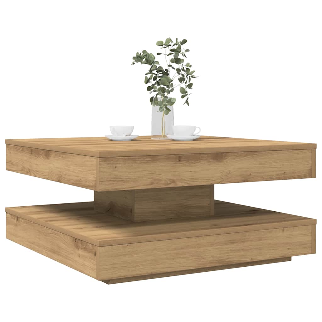 vidaXL Salontafel 360 graden draaibaar 70x70x34,5 cm zwart - Aashly