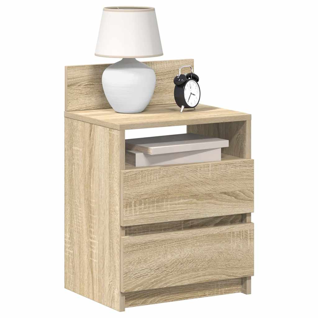vidaXL Nachtkastje met 2 lades 40x33x60 cm grijs sonoma eikenkleurig - Aashly