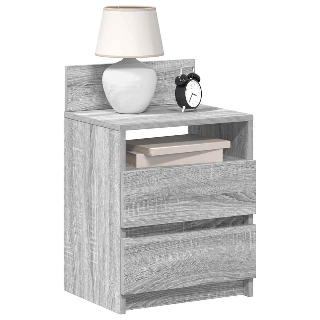 vidaXL Nachtkastje met 2 lades 40x33x60 cm grijs sonoma eikenkleurig - Aashly
